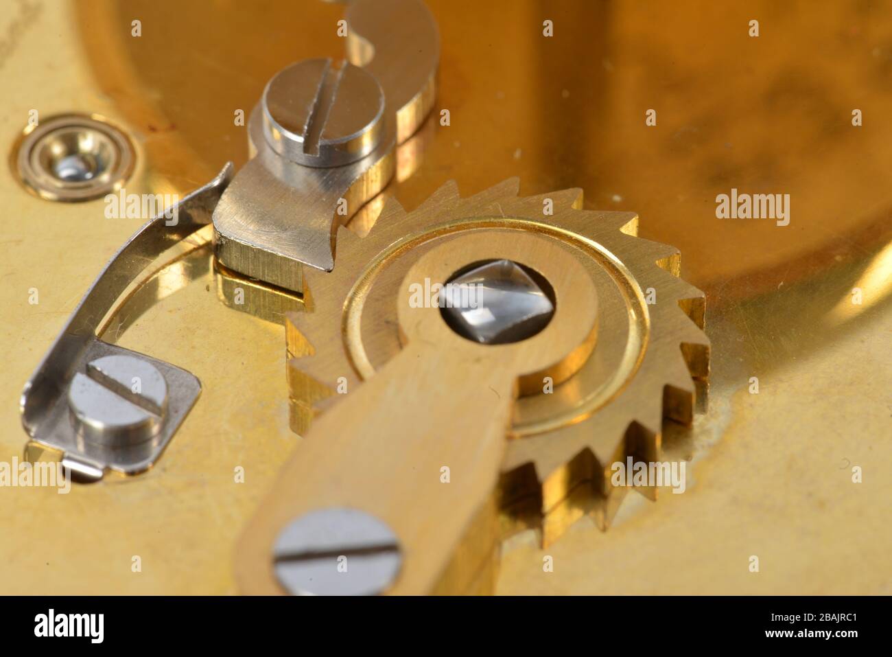 Open clock mechanism in detail Stock Photo Alamy