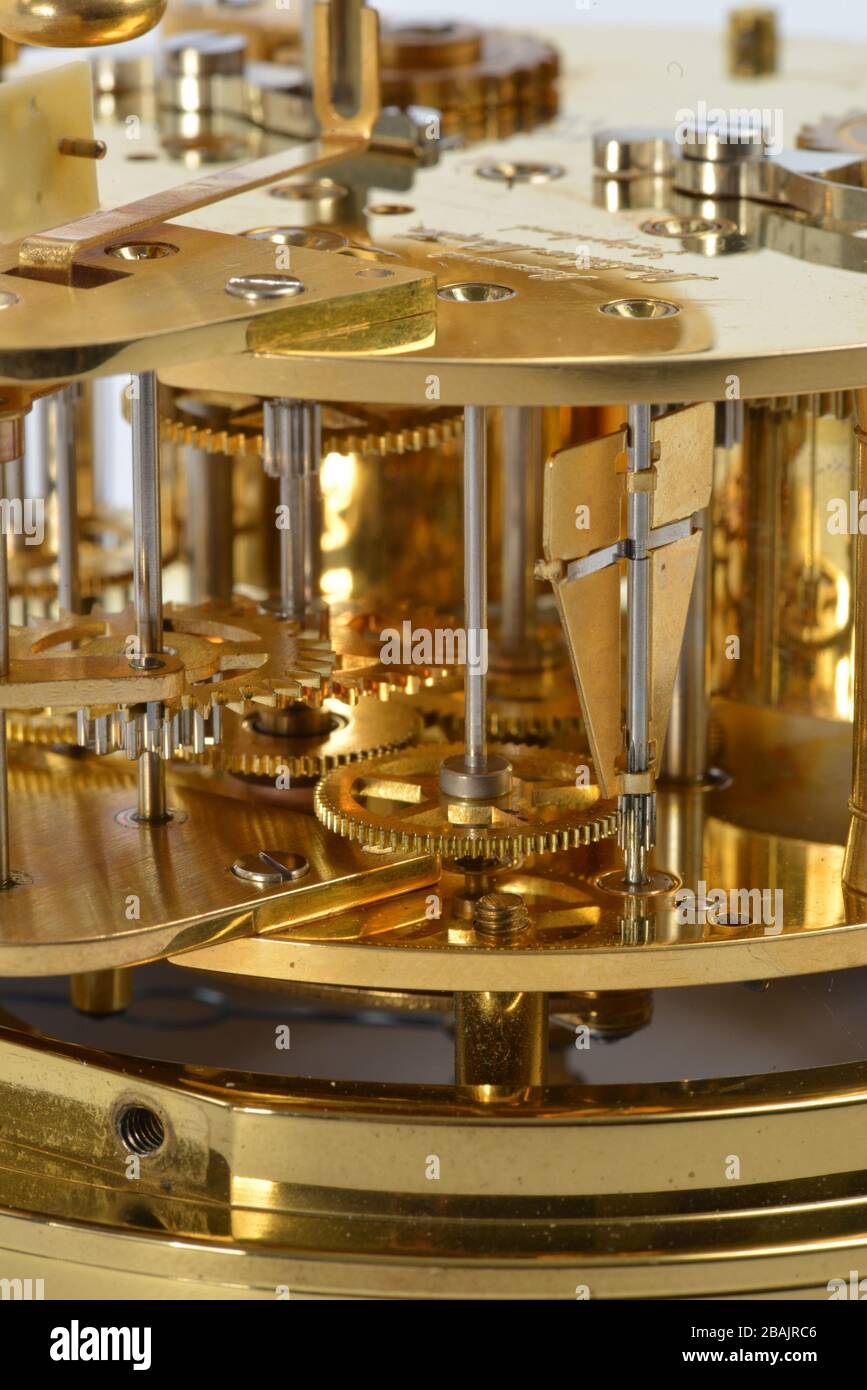 Open clock mechanism in detail Stock Photo Alamy