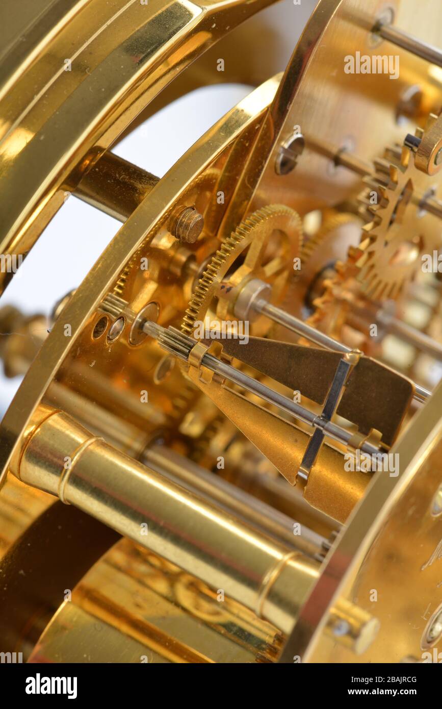 Open clock mechanism in detail Stock Photo Alamy