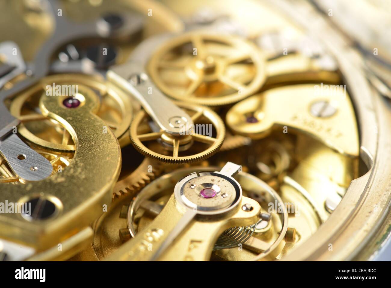 Open clock mechanism in detail Stock Photo Alamy