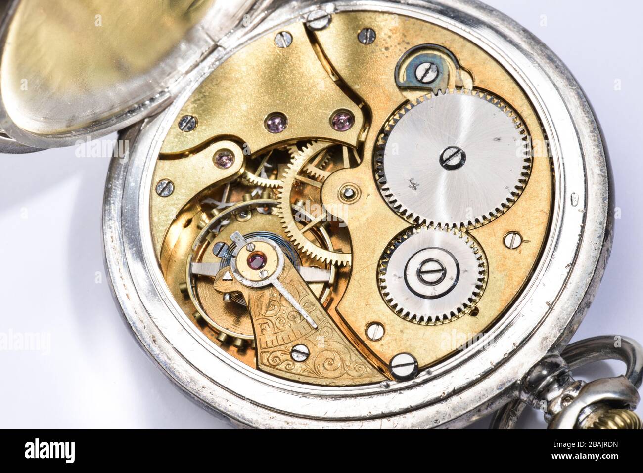 Open clock mechanism in detail Stock Photo Alamy