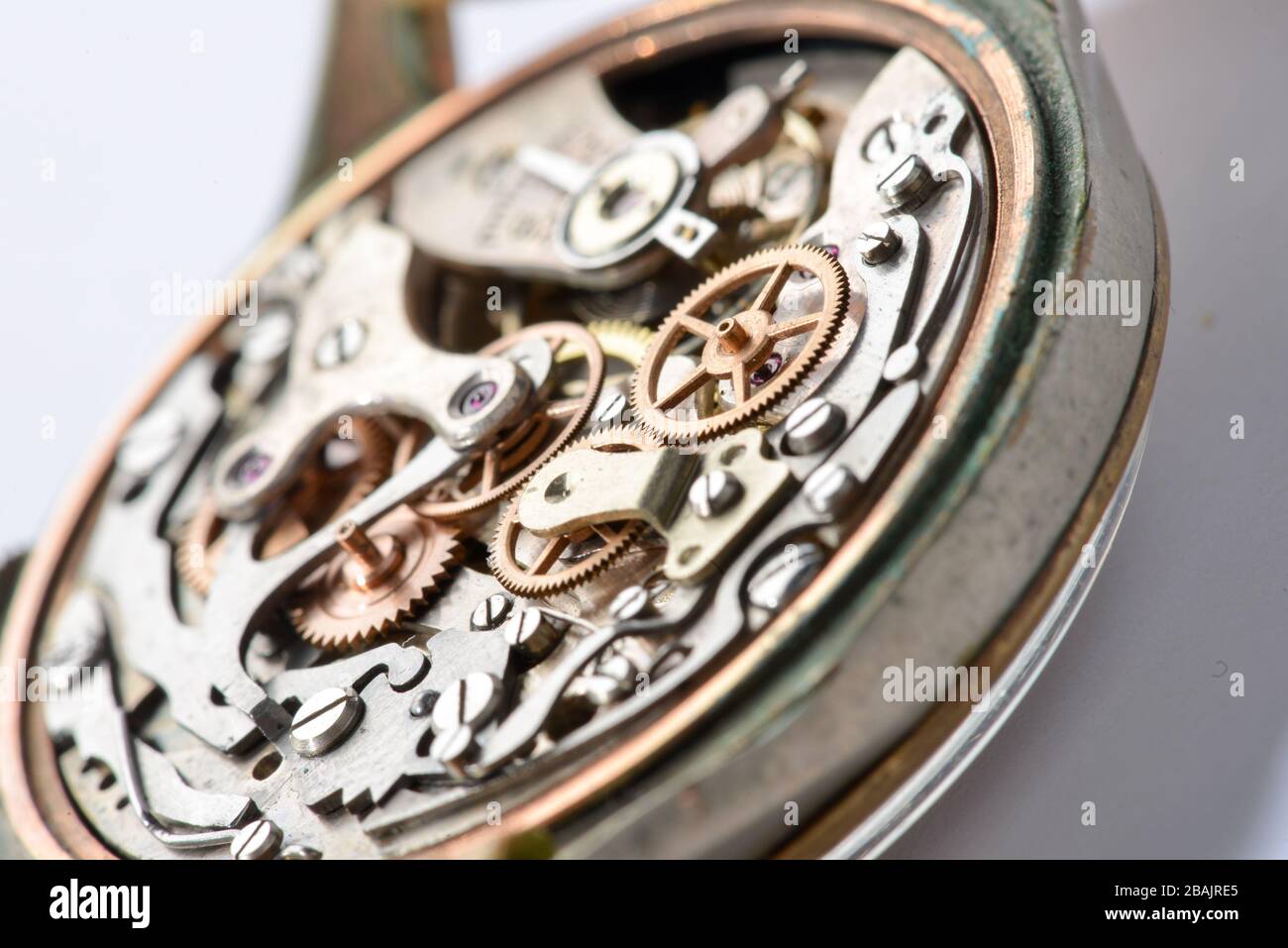 Open clock mechanism in detail Stock Photo Alamy