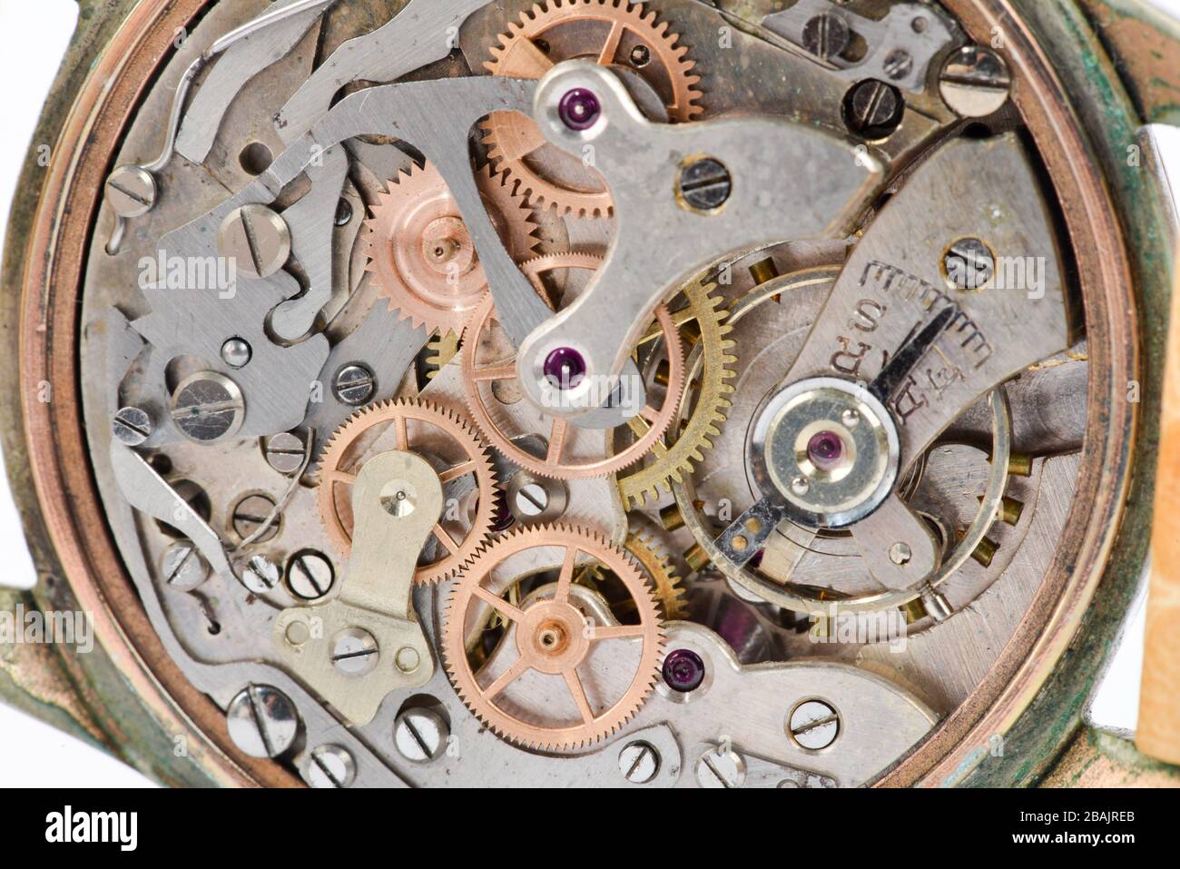 Open clock mechanism in detail Stock Photo Alamy