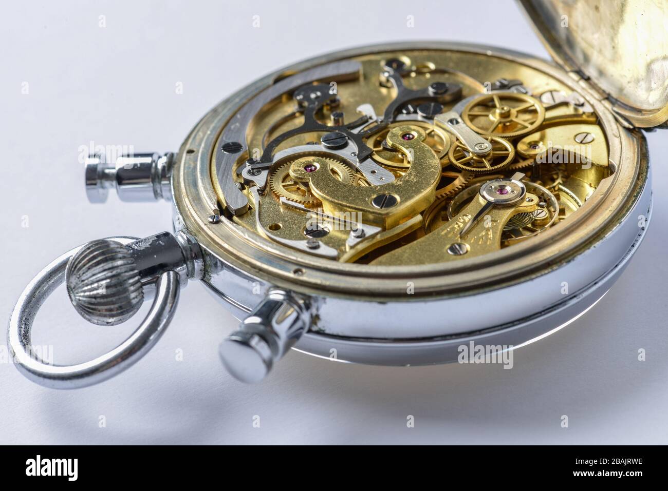Open clock mechanism in detail Stock Photo Alamy