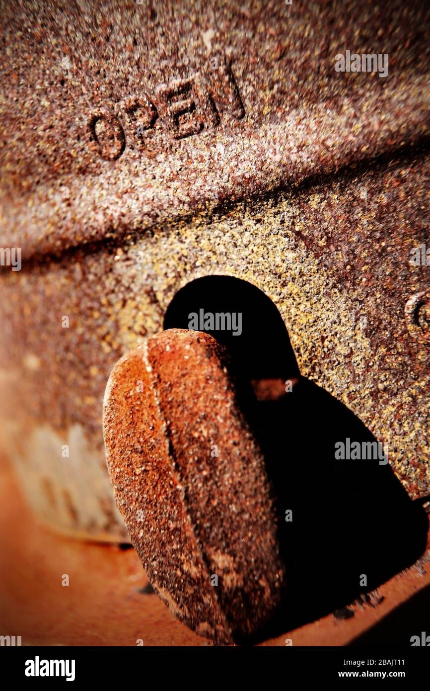 Rusty open sign hi-res stock photography and images - Alamy