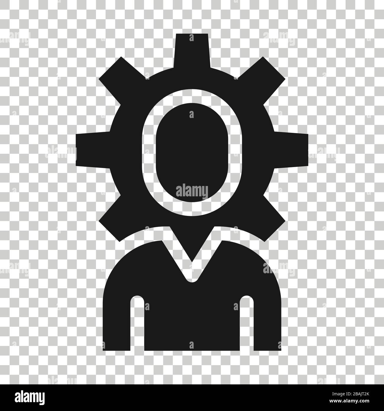 People with gear icon in flat style. Person cogwheel vector ...
