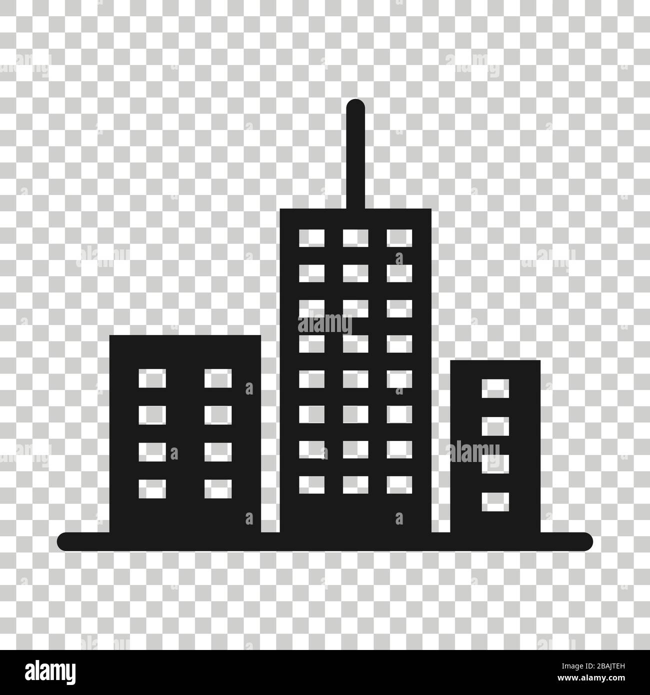 Building icon in flat style. Town skyscraper apartment vector ...