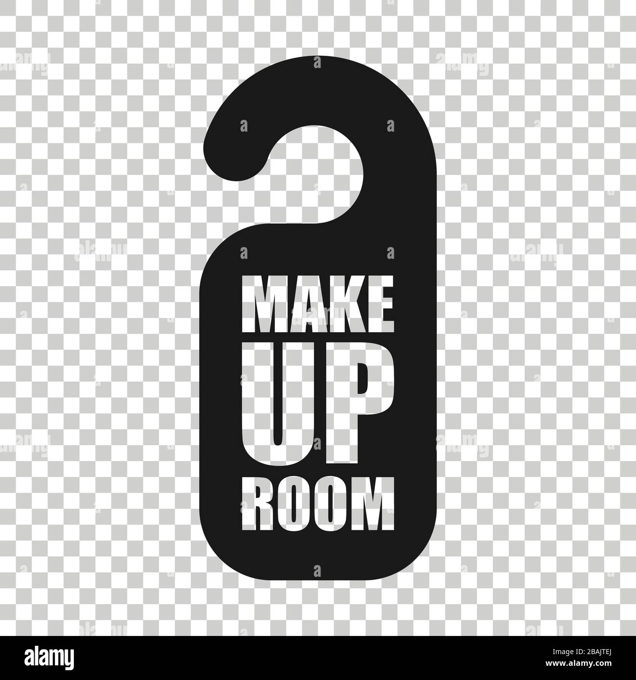 Make up room hotel sign icon in flat style. Inn vector illustration on white isolated background. Hostel clean business concept. Stock Vector