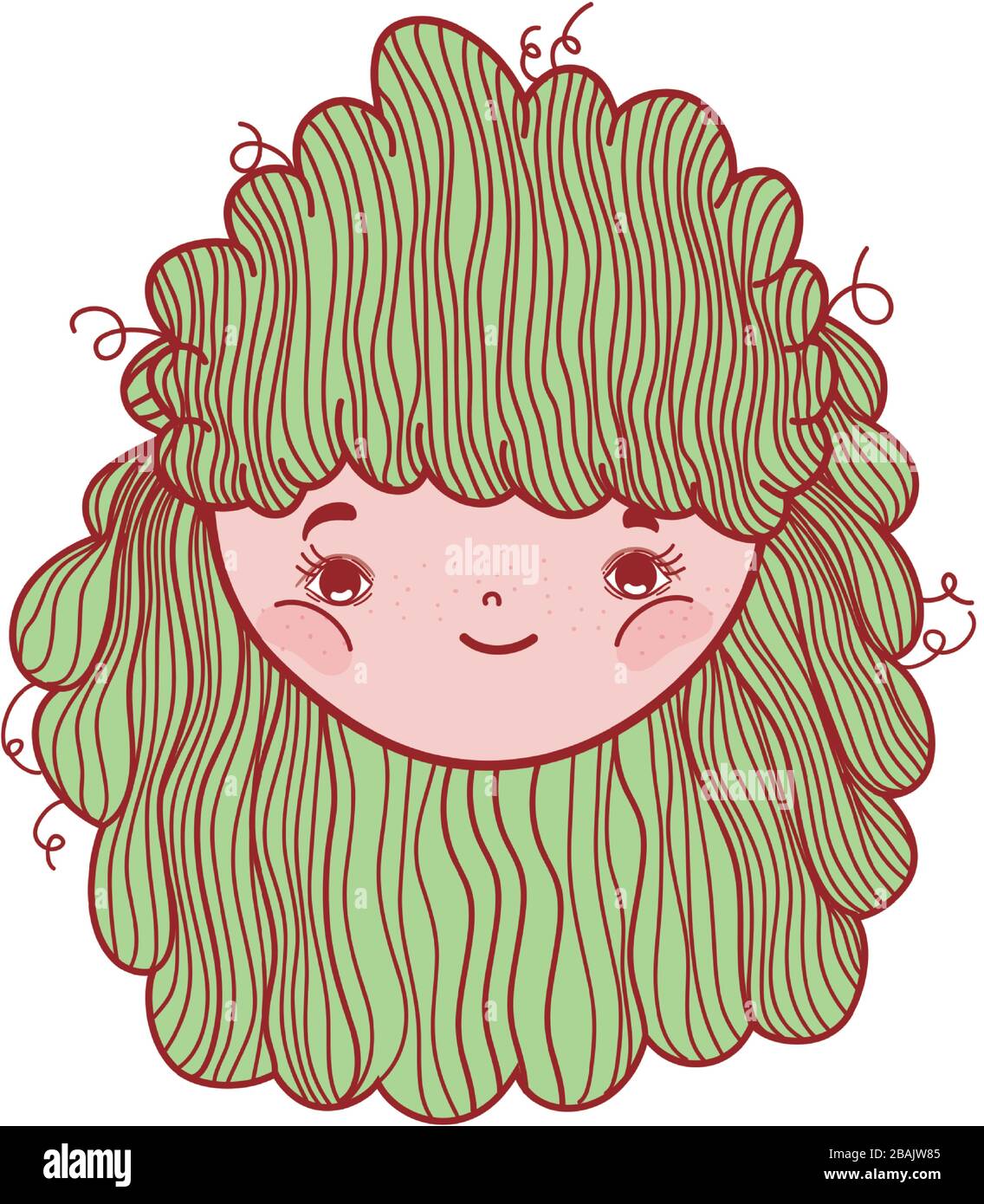 cute little girl face cartoon isolated icon design vector illustration ...