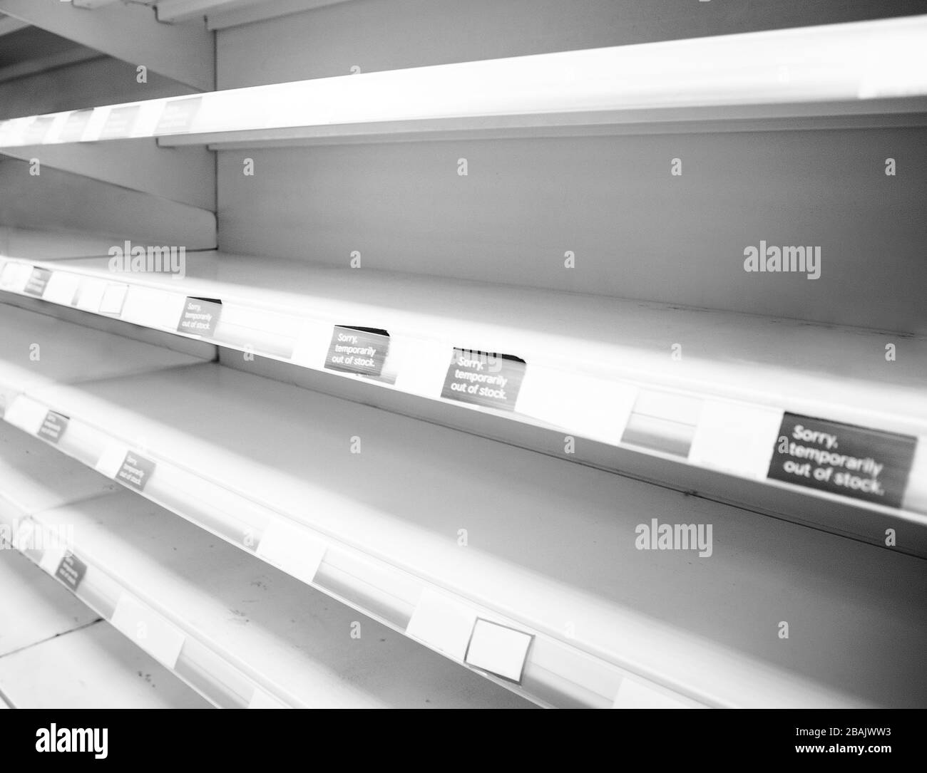 empty shelf in a shop due to panic buying Stock Photo