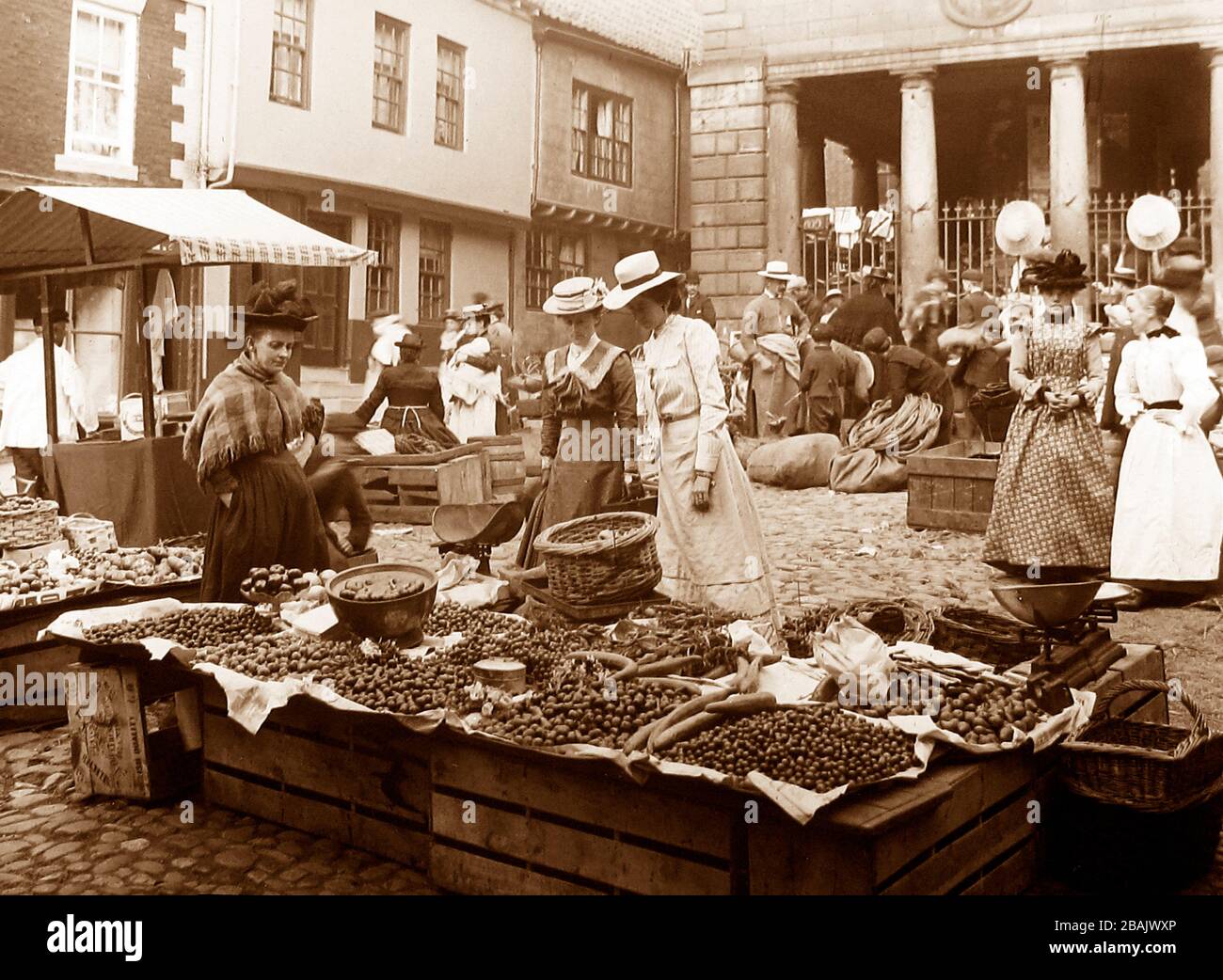 Whitby Market, Victorian period Stock Photo - Alamy