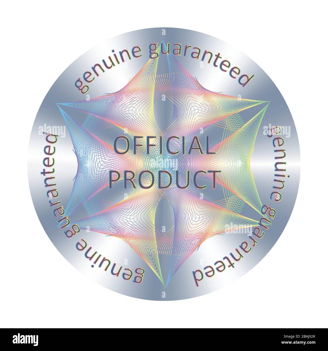 Official product round hologram sticker. Stock Vector