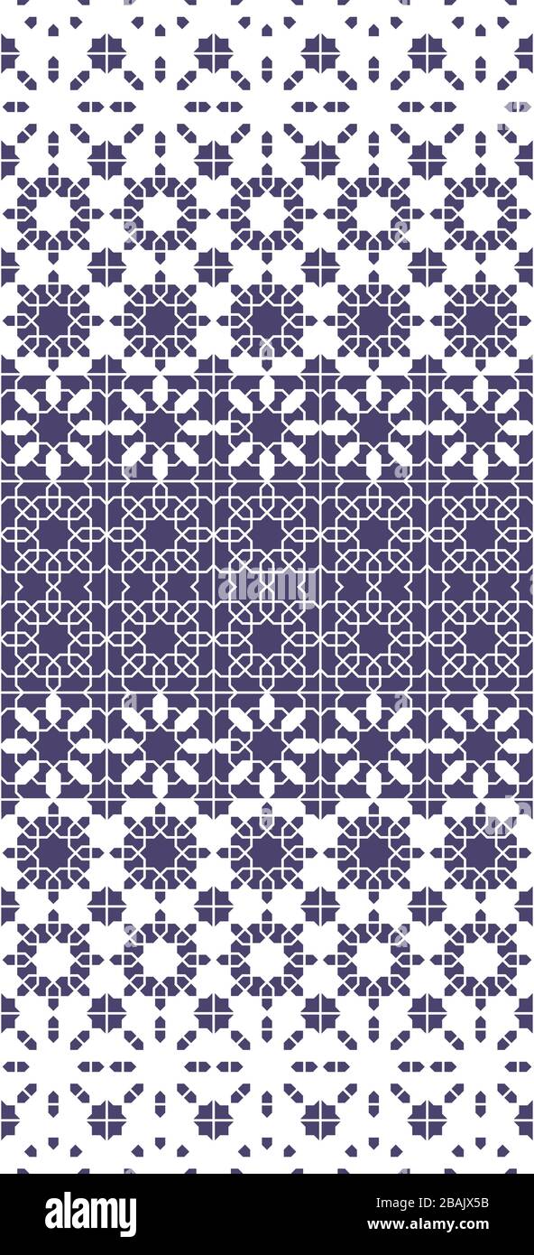 Morocco violet mosaic seamless vector pattern. Stock Vector