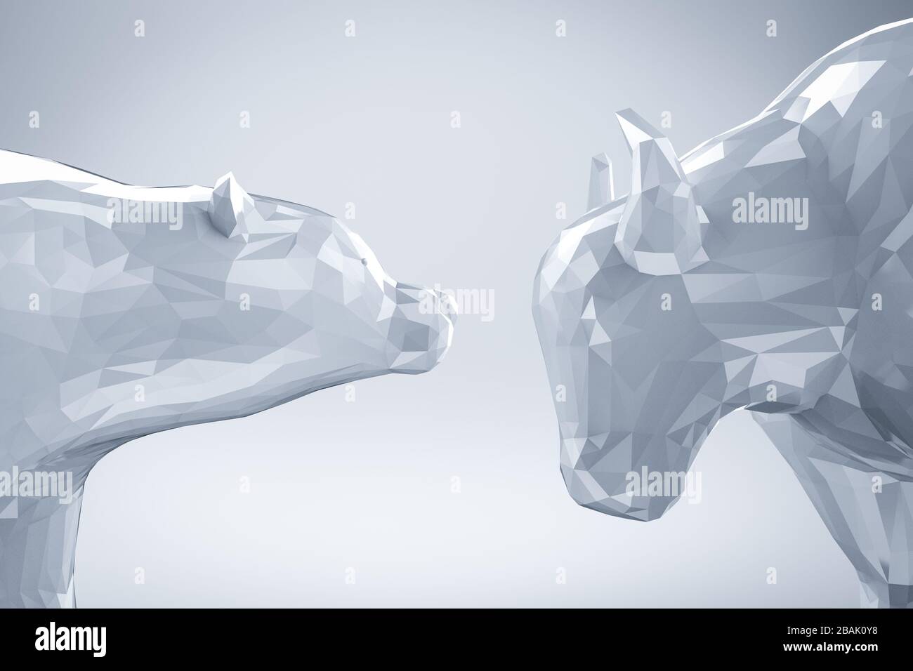 Bull and bear economy concept with 3d rendering bull and bear battle face to face Stock Photo