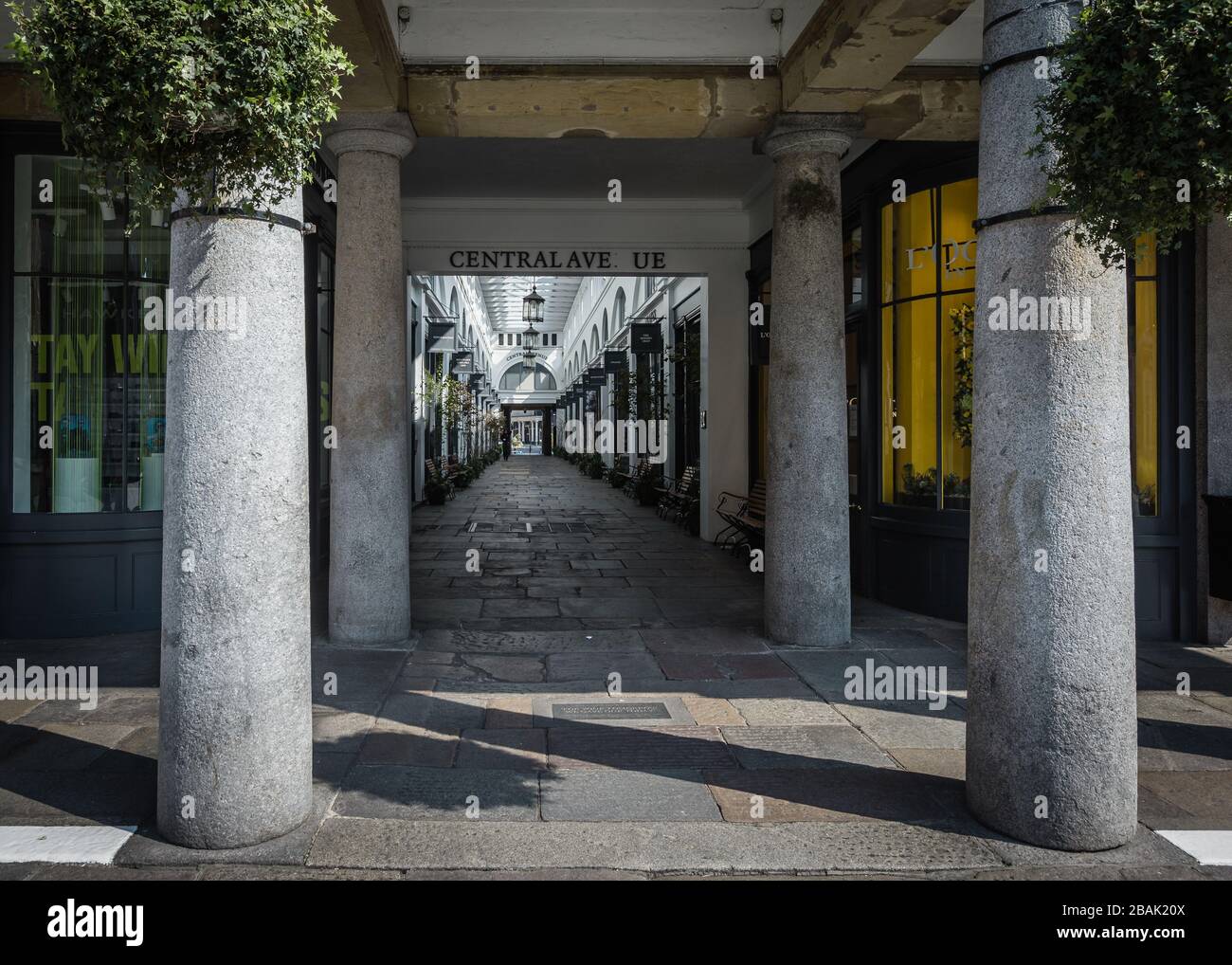 A deserted Covent Garden alley during the lockdown in London following the coronavirus pandemic. Stock Photo