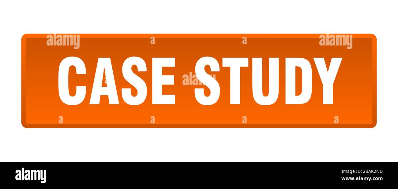 case study button. case study square orange push button Stock Vector