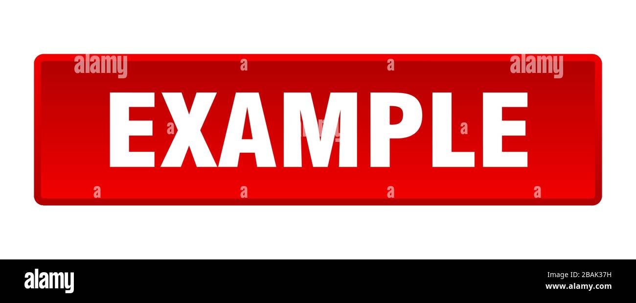 example button. example square red push button Stock Vector