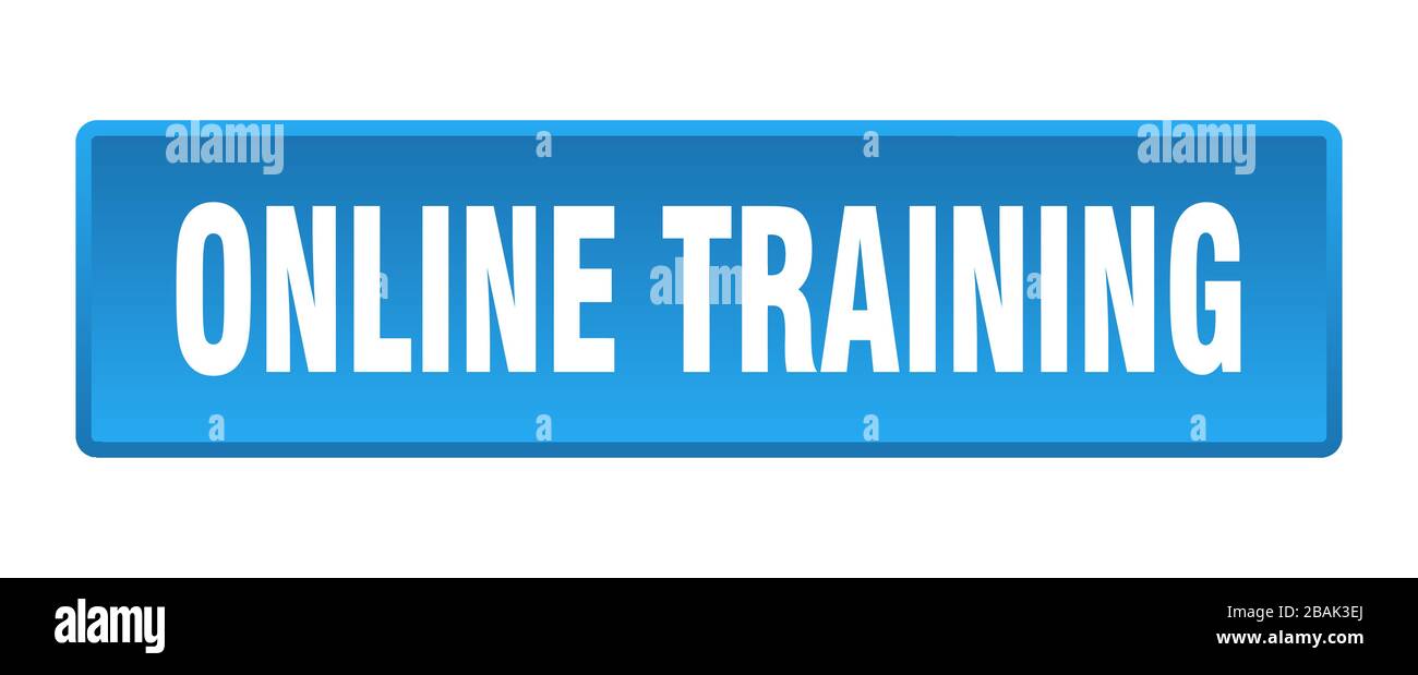 online training button. online training square blue push button Stock ...