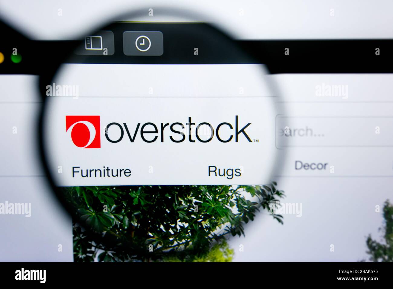 Los Angeles, California, USA - 25 June 2019: Illustrative Editorial of Overstock website homepage. Overstock logo visible on display screen. Stock Photo