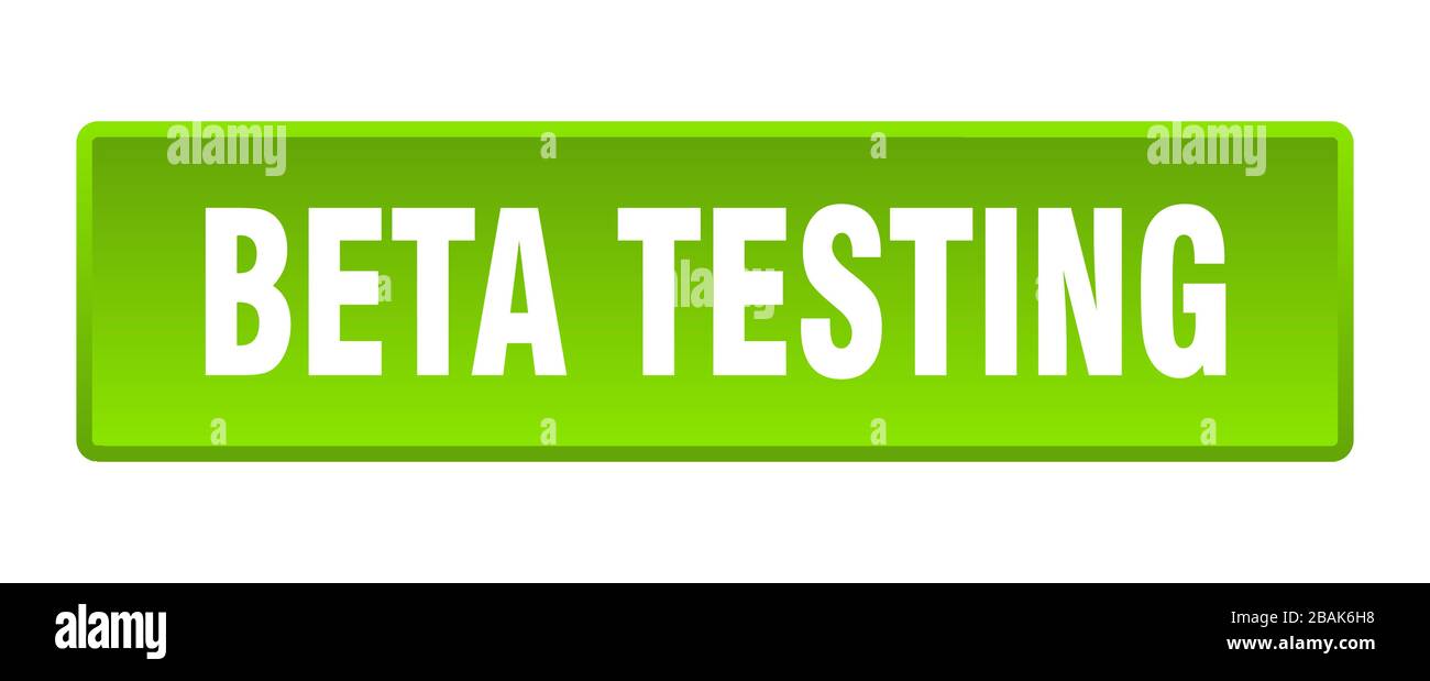 beta testing button. beta testing square green push button Stock Vector