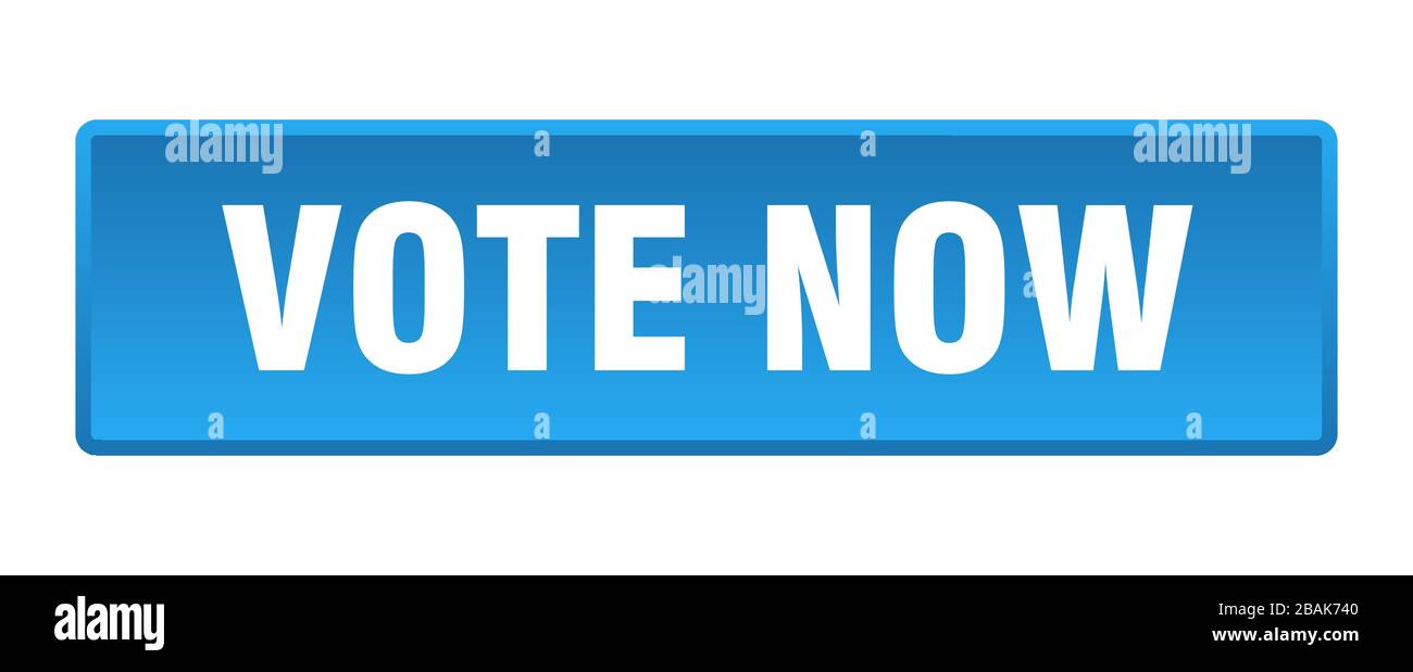 vote now button. vote now square blue push button Stock Vector