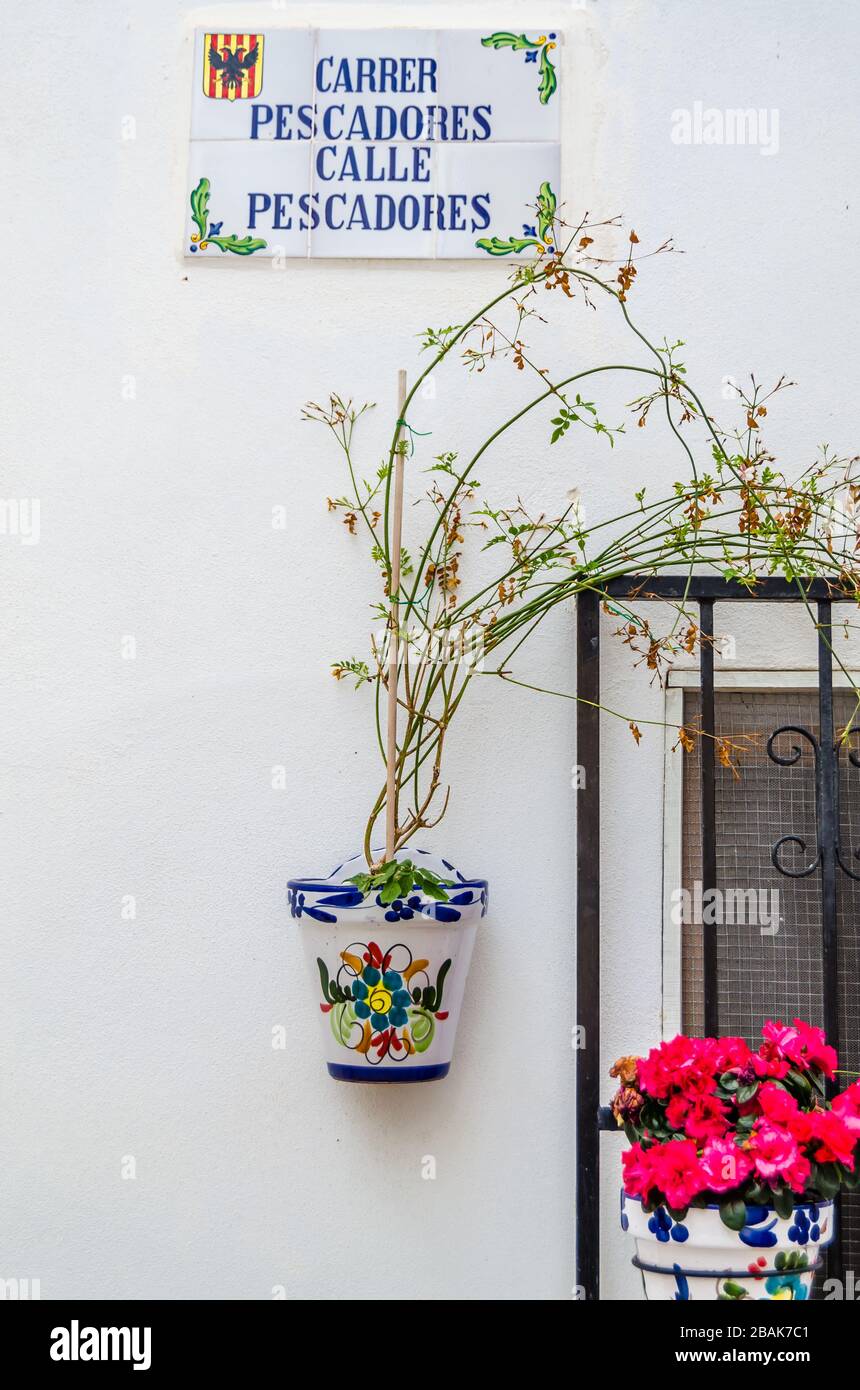 ALTEA, SPAIN - DECEMBER 28, 2018: Architectural detail, colorful ...