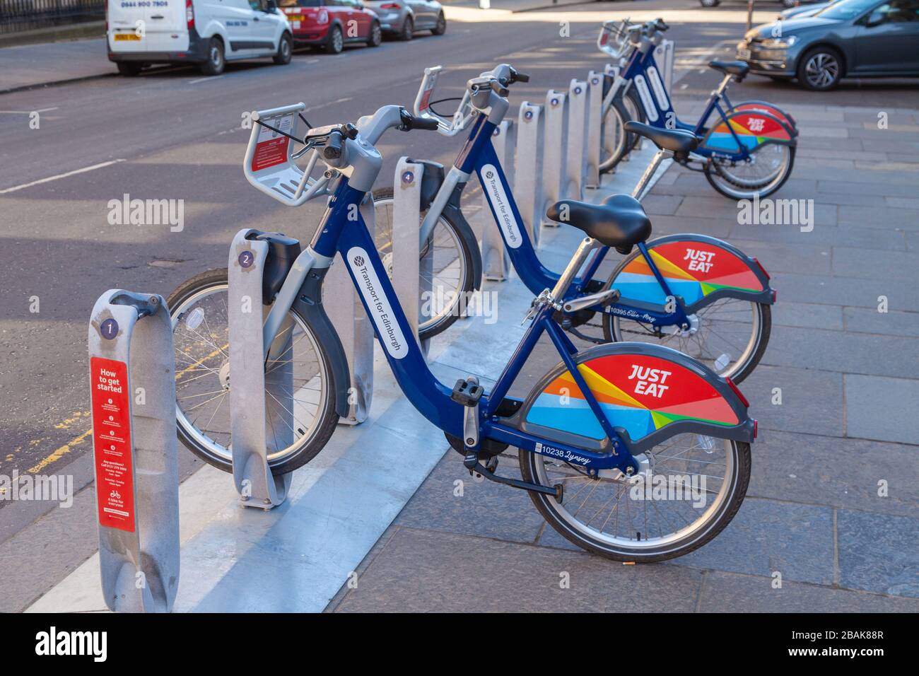 Edinburgh cycle hire bikes outside the National Museum of Scotland Stock Photo Alamy