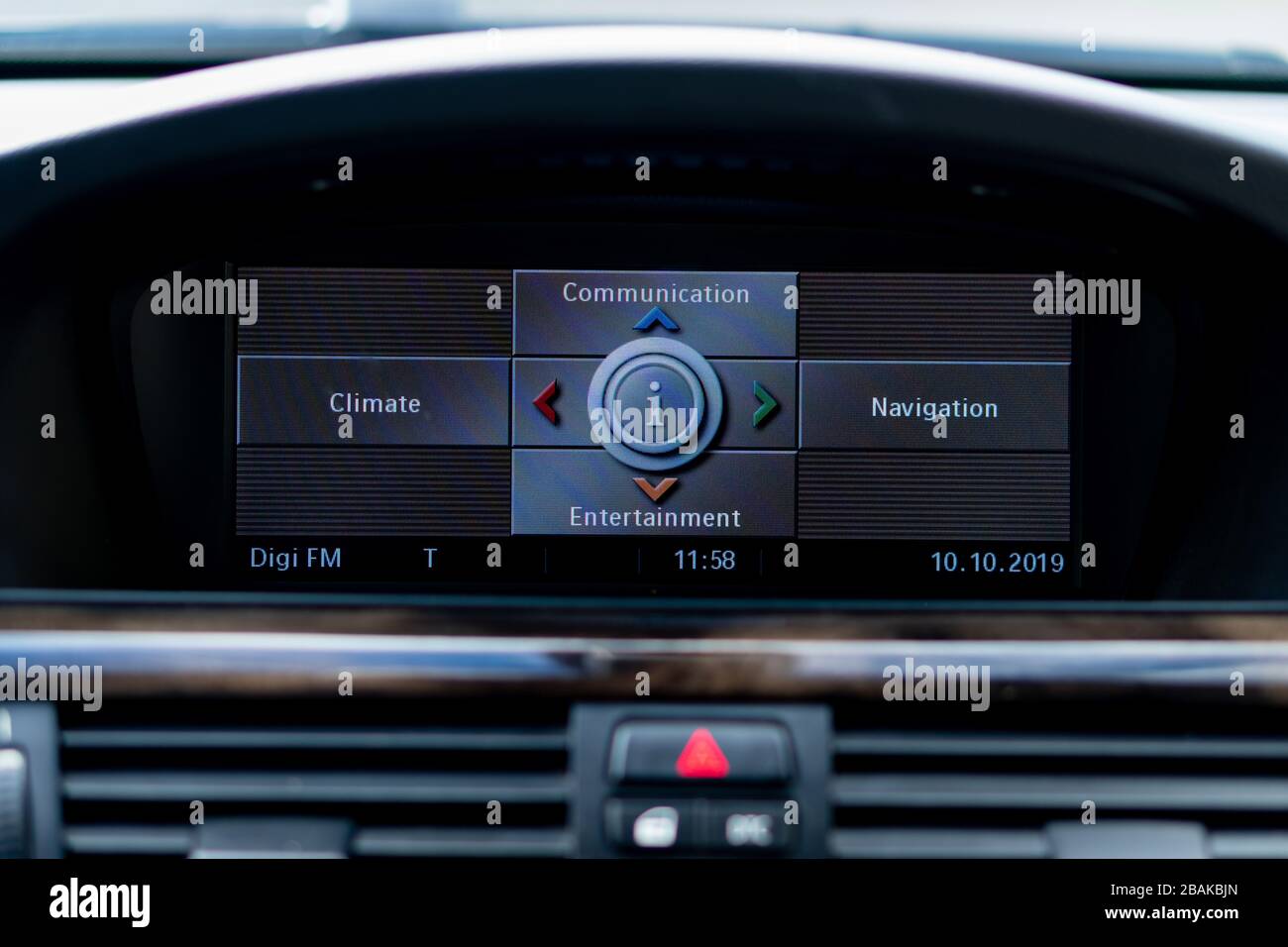 OEM navigation display unit inside dashboard,professional big display navigation unit with, detailed close up photo Stock Photo