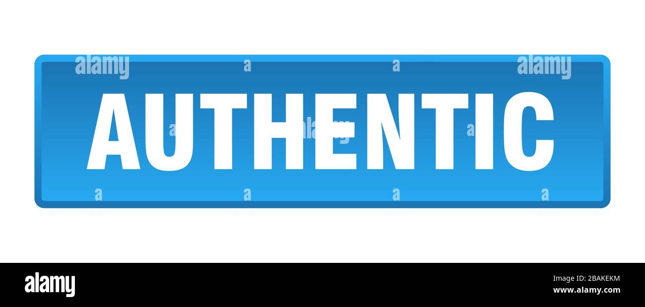 authentic button. authentic square blue push button Stock Vector Image ...