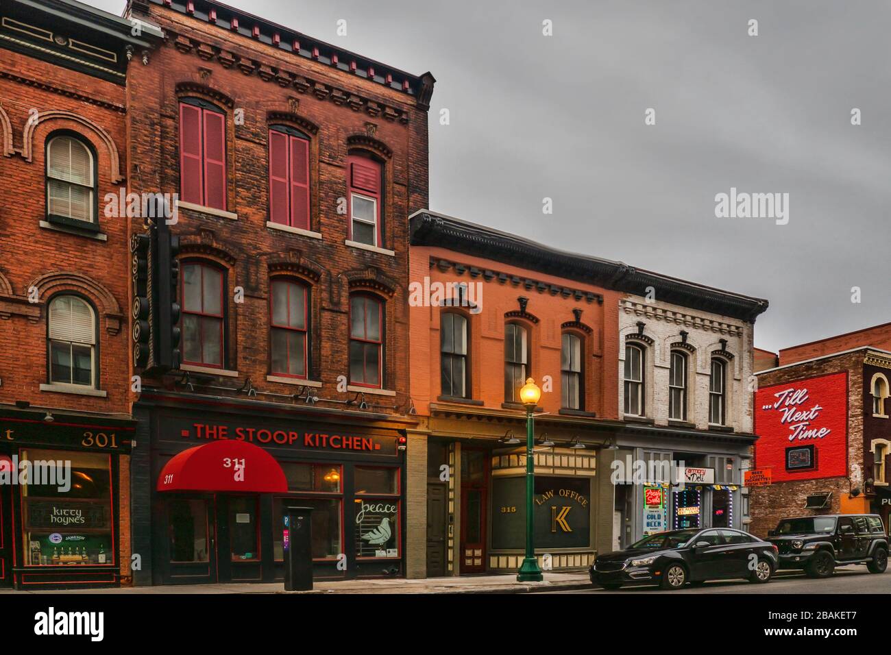 Syracuse, New York, USA. March 28, 2020. View of West Fayette Street in the Armory Square neighborhood of downtown Syracuse, New York Stock Photo