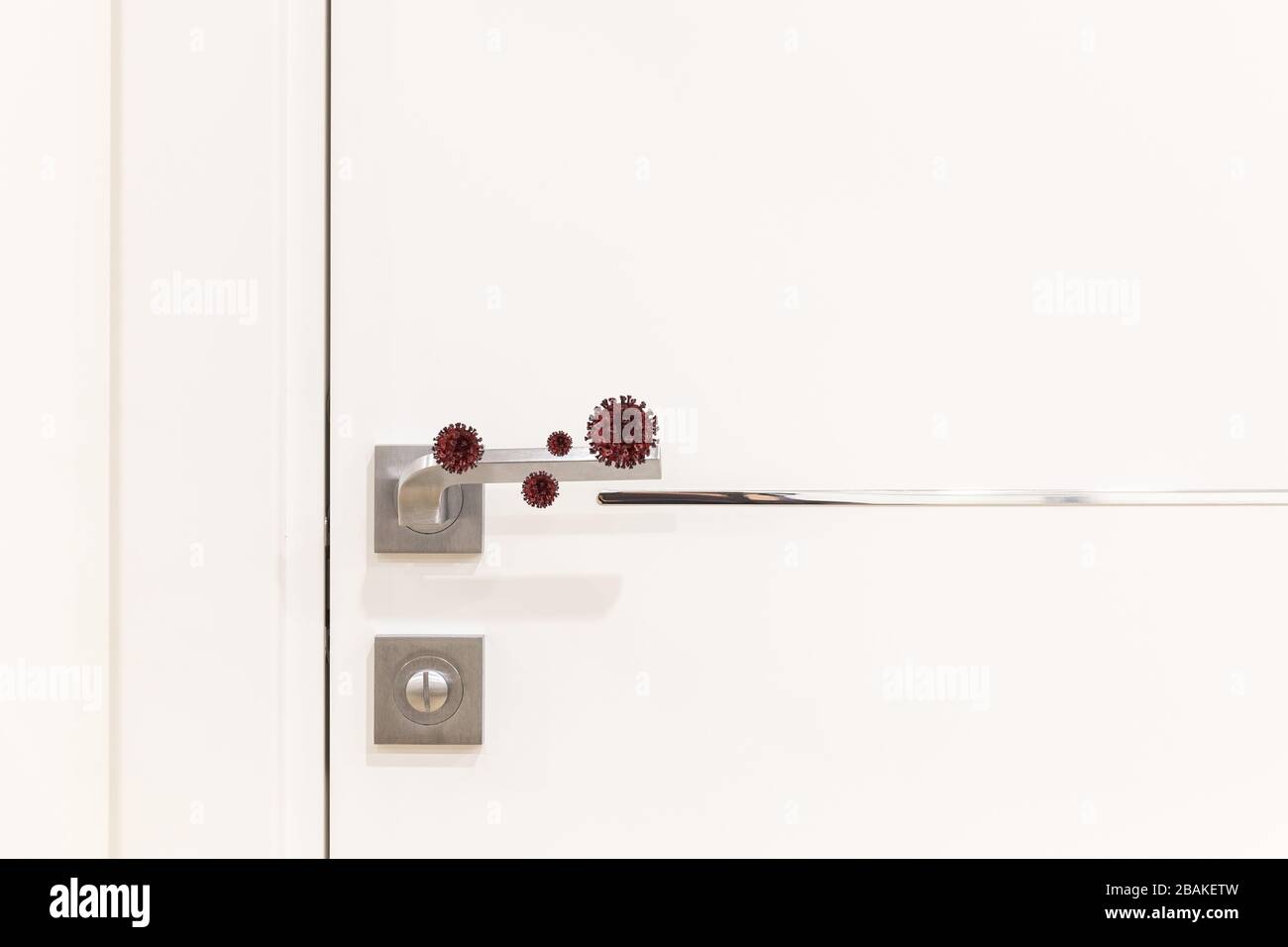 Coronavirus cell on the door handle, virus concept Stock Photo