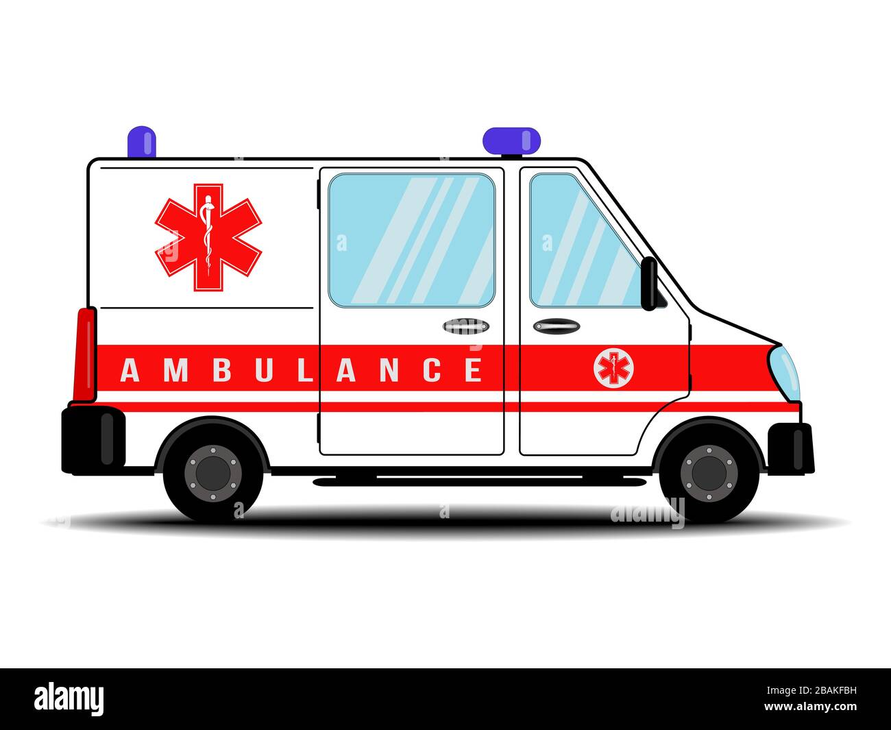 Ambulance, medical care. Hospital transport. Ambulance car isolated on white background Stock Vector