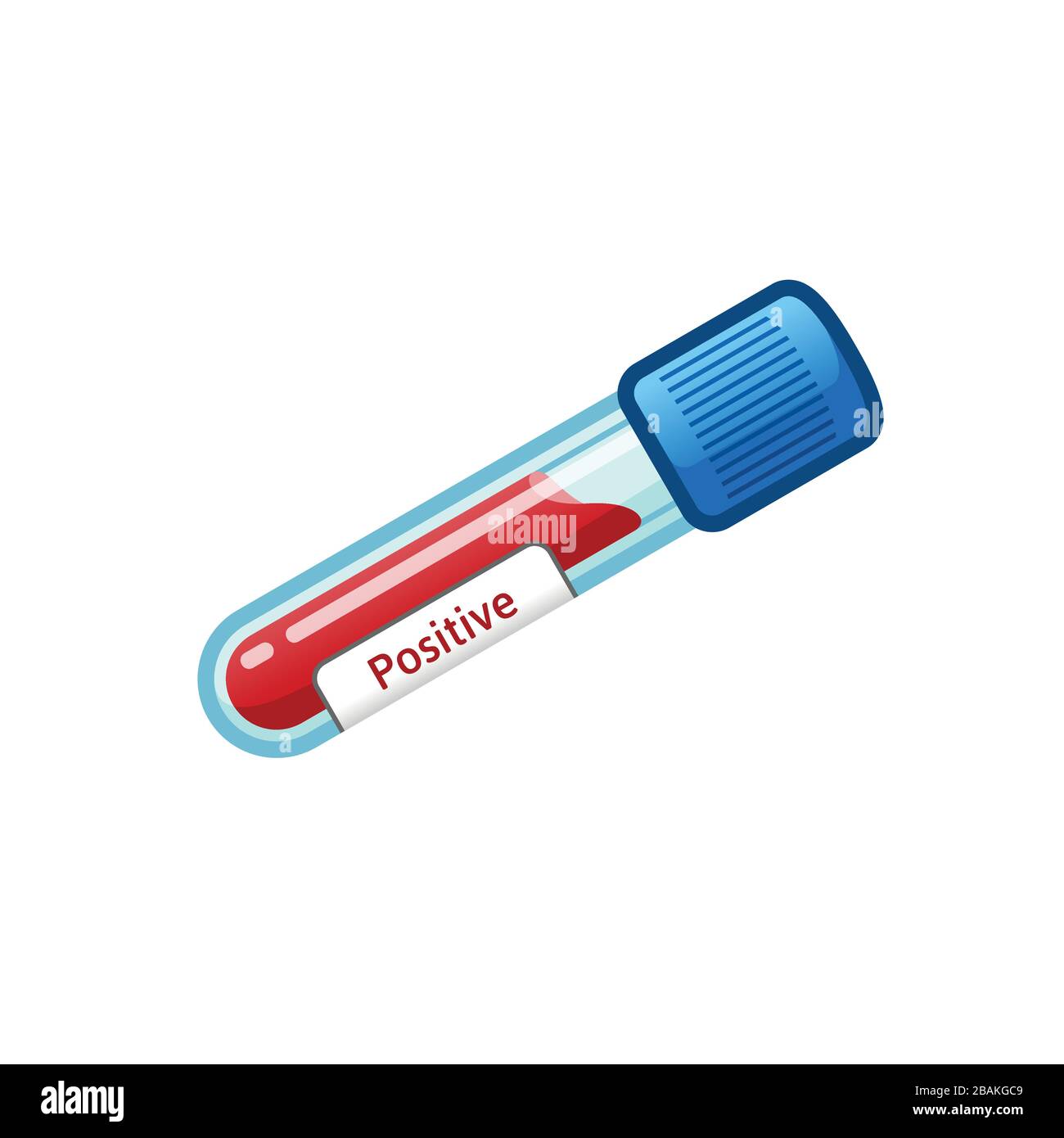 Positive Blood Test in Vacuum Tube, Lab Test Result, Health and Medicine, Tests and Analyses, Cartoon Vector Illustration Icon, in Isolated White. Stock Vector