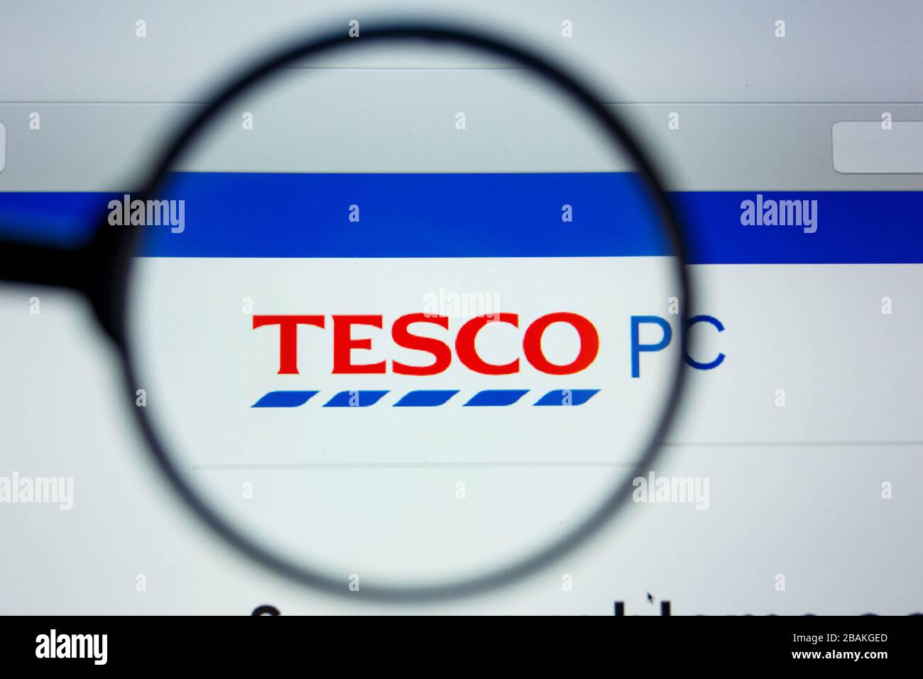 Los Angeles, California, USA - 12 June 2019: Illustrative Editorial of Tesco PC website homepage. Tesco PClogo visible on display screen Stock Photo