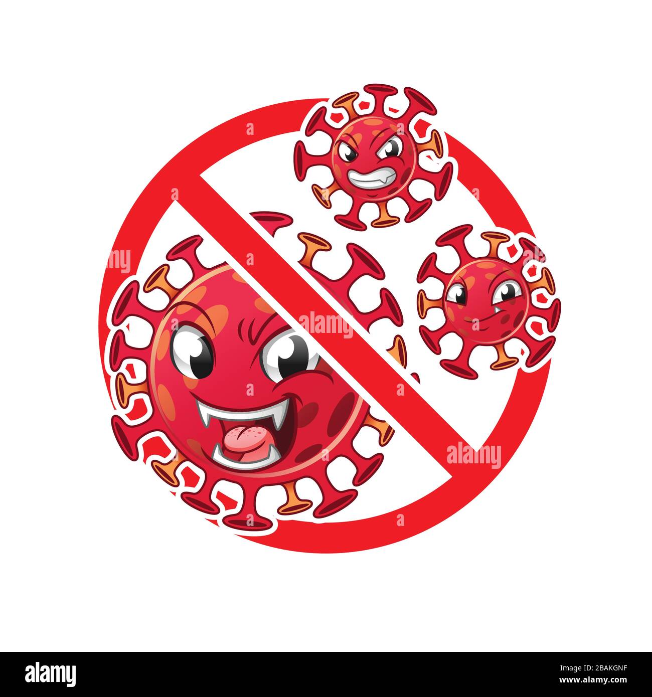 NCP, Novel Coronavirus Pneumonia (COVID-19) 2019-nCoV Disease, Virus Warning Prohibited,  Sign and Symbol, Icon, Cartoon Vector Illustration. Stock Vector