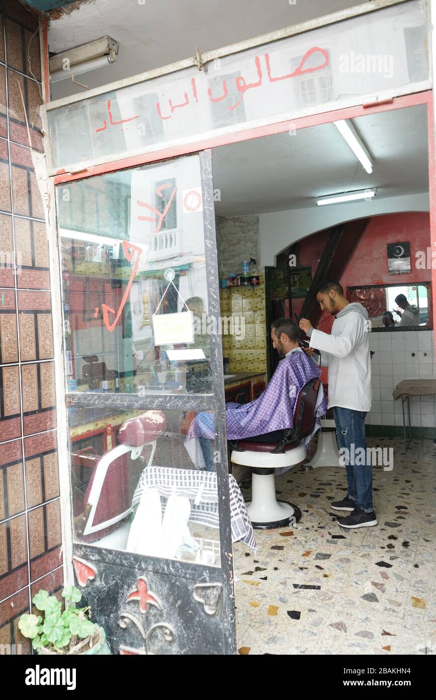 Barber shop in old Medina, Tétouan, or Tetouan city located in northern