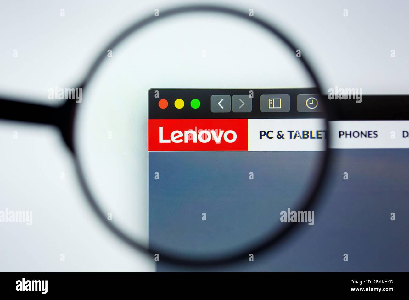 Los Angeles, California, USA - 12 June 2019: Illustrative Editorial of Lenovo website homepage. Lenovo logo visible on display screen Stock Photo
