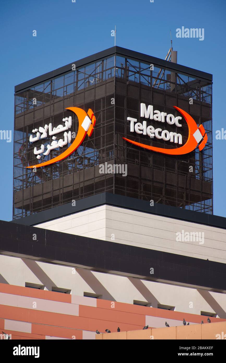 The logo of Maroc Telecom (In French and Arabic language). Maroc Telecom is  the main telecommunication company in Morocco Stock Photo - Alamy