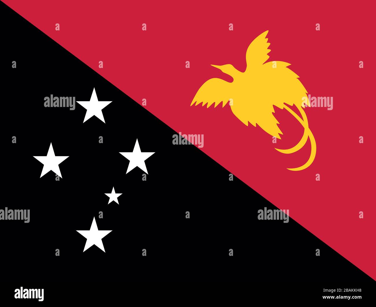 Flag of Papua New Guinea - Papua New Guinean flag standard ratio - true RGB color mode Stock Photo