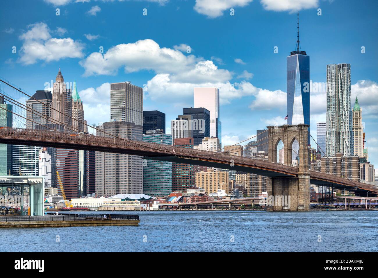 New York. Manhattan. The Brooklyn Bridge Stock Photo