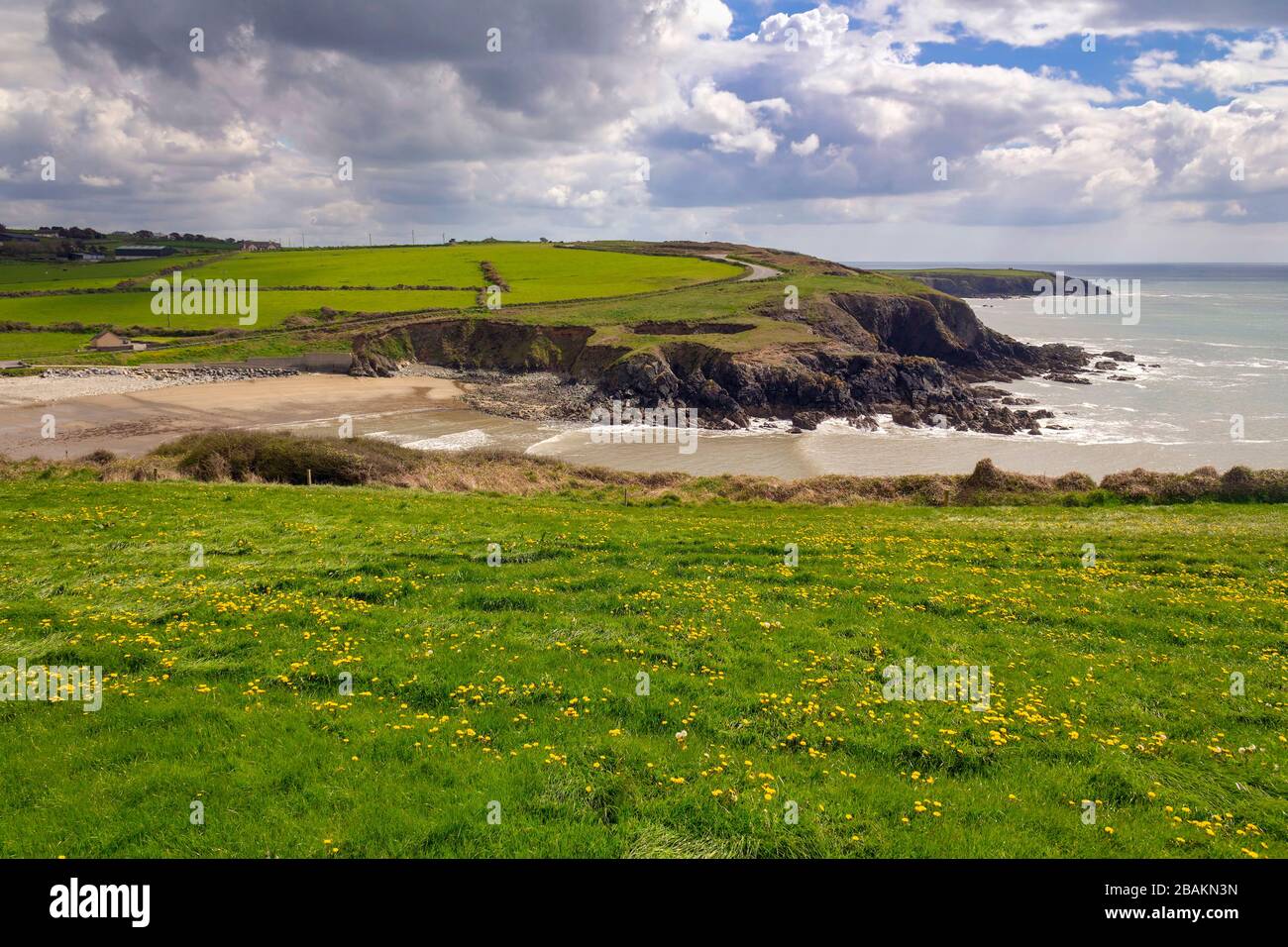 The picturesque coastline of County Waterford on Eastern Coast of Ireland. Stock Photo