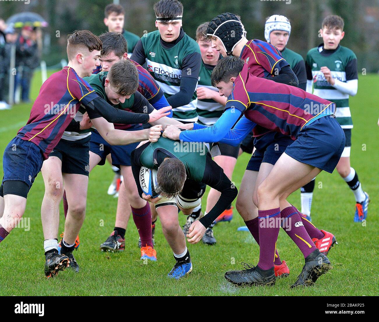 Action from Ulster Schools rugby game between Foyle College and Campbell College, Derry, Northern Ireland. ©George Sweeney / Alamy Stock Photo Stock Photo