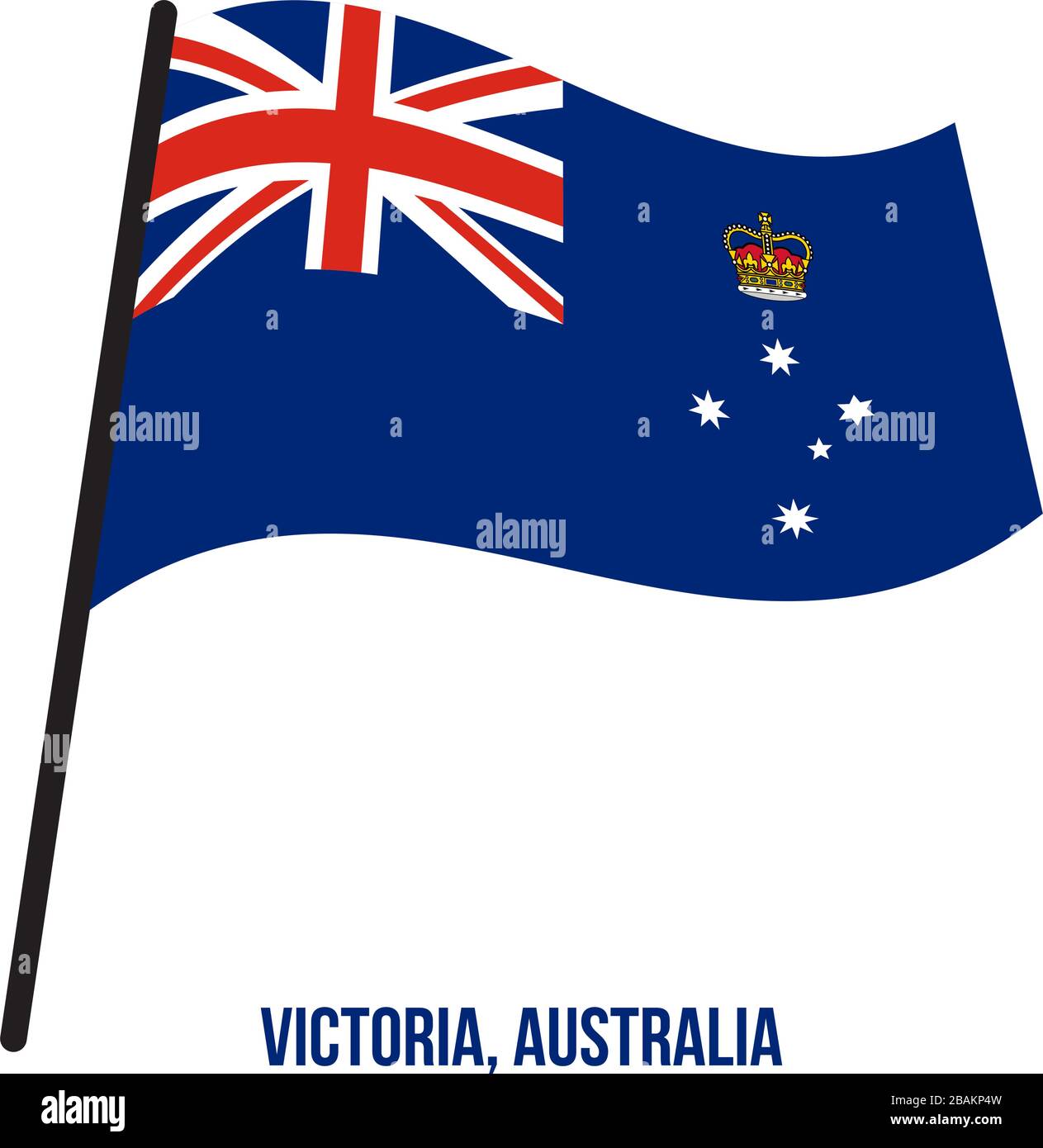 Victoria (Vic) Flag Waving Vector Illustration on White Background