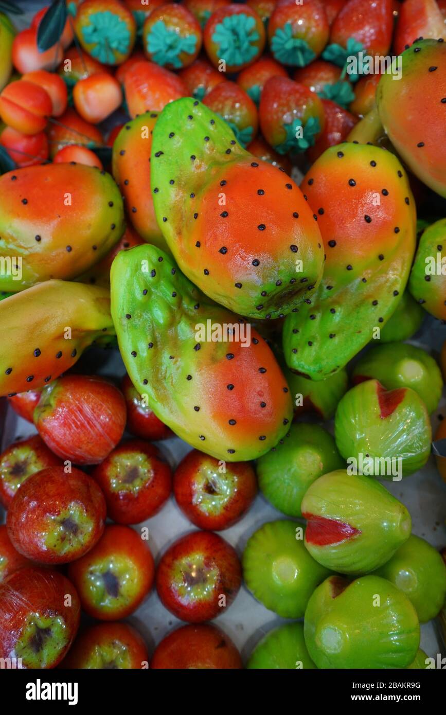 Frutta Martorana,  typical Sicilian sweet marzipan fruits, Sicily, Italy, Europe Stock Photo