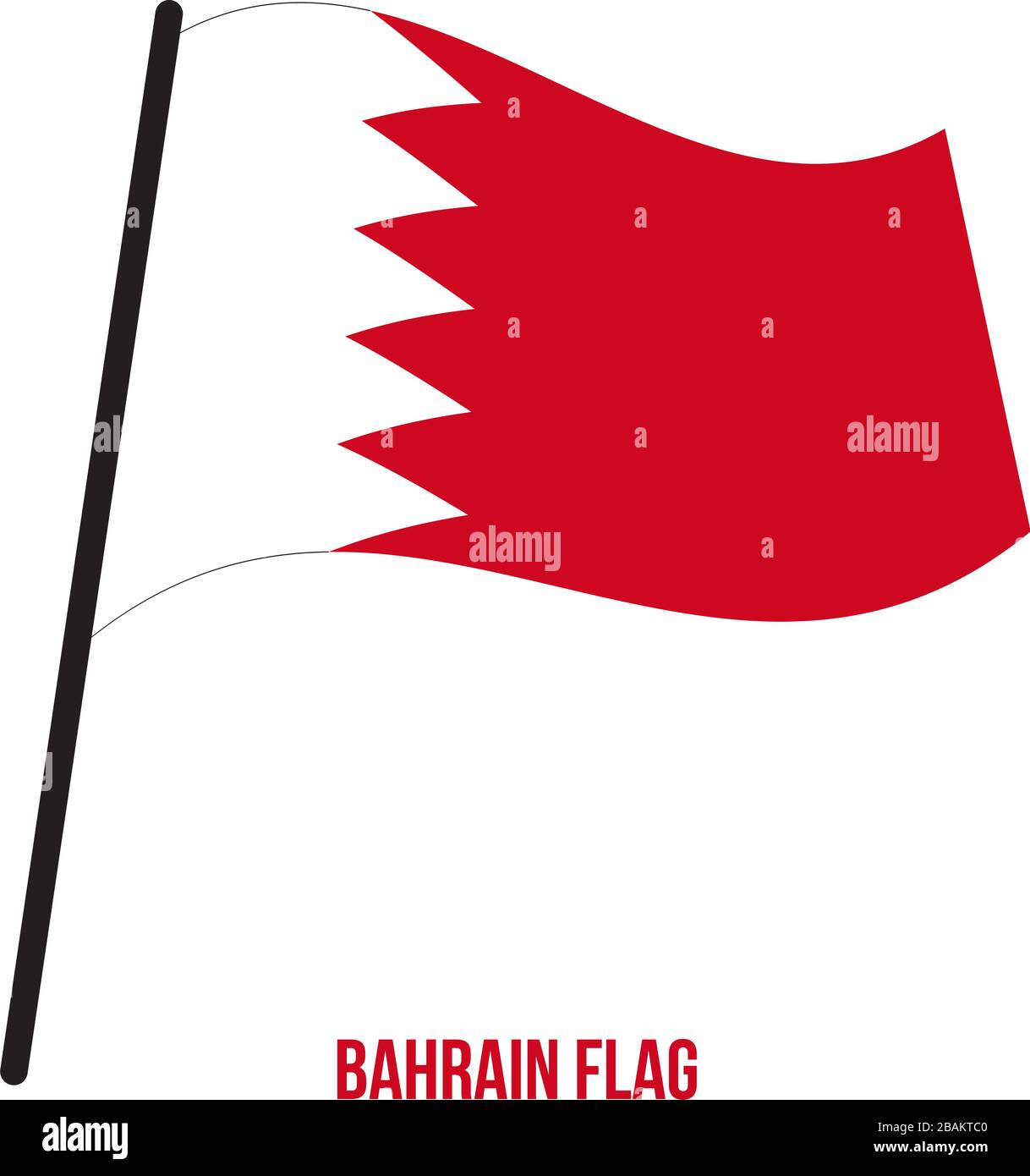 Bahrain Flag Waving Vector Illustration on White Background. Bahrain National Flag. Stock Vector