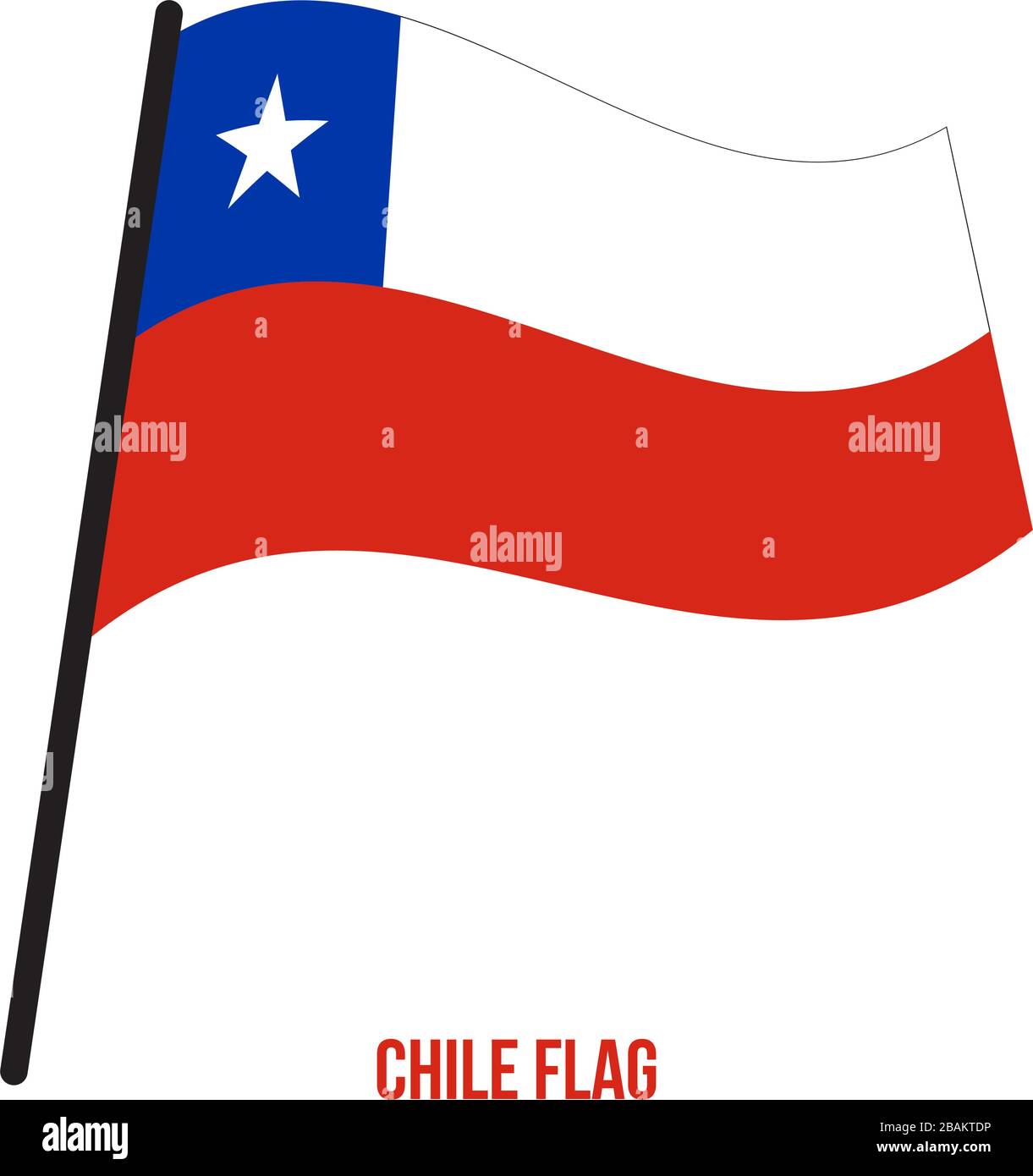 Chile Flag Waving Vector Illustration on White Background. Chile