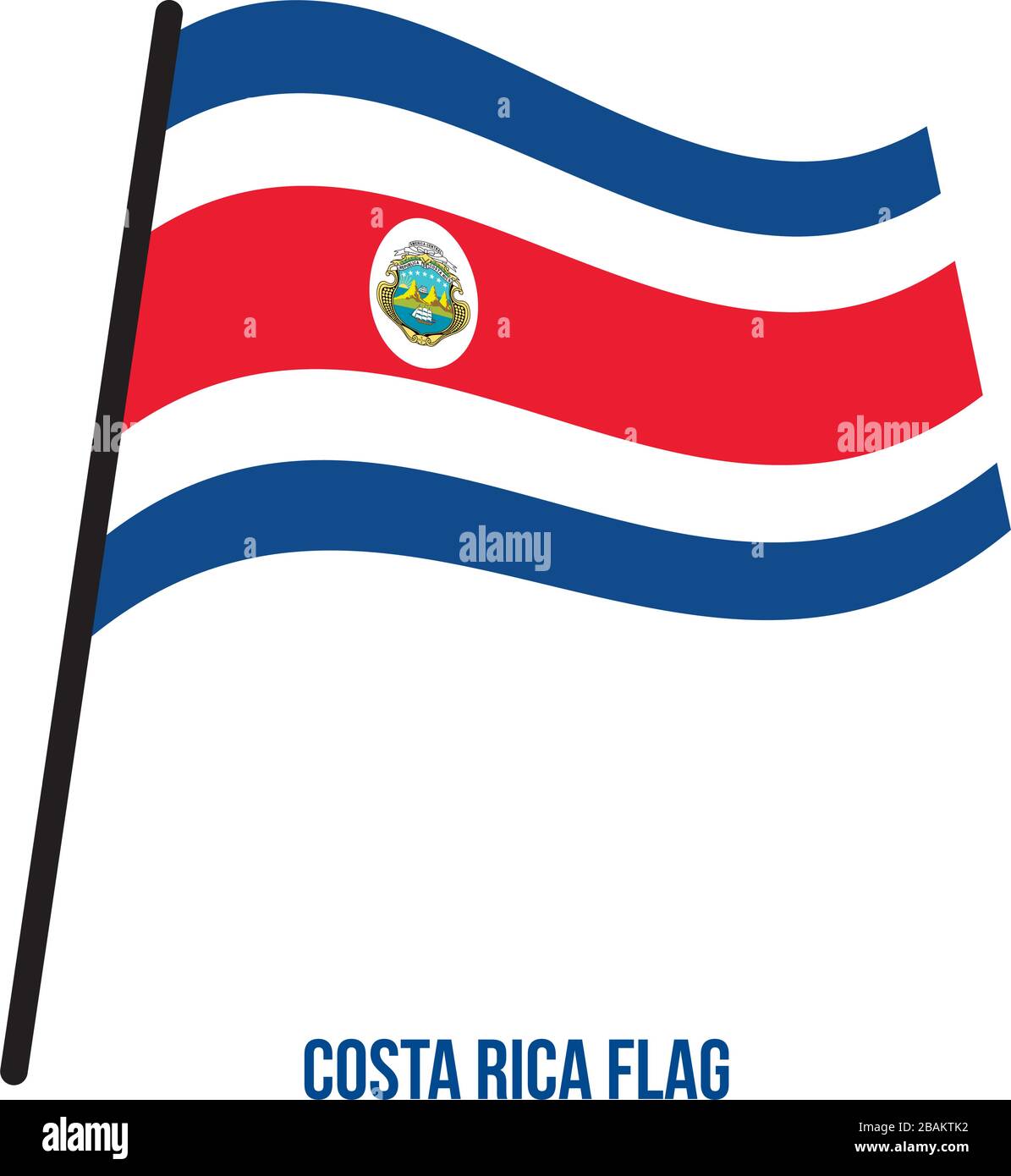 Costa Rica Flag Waving Vector Illustration on White Background. Costa
