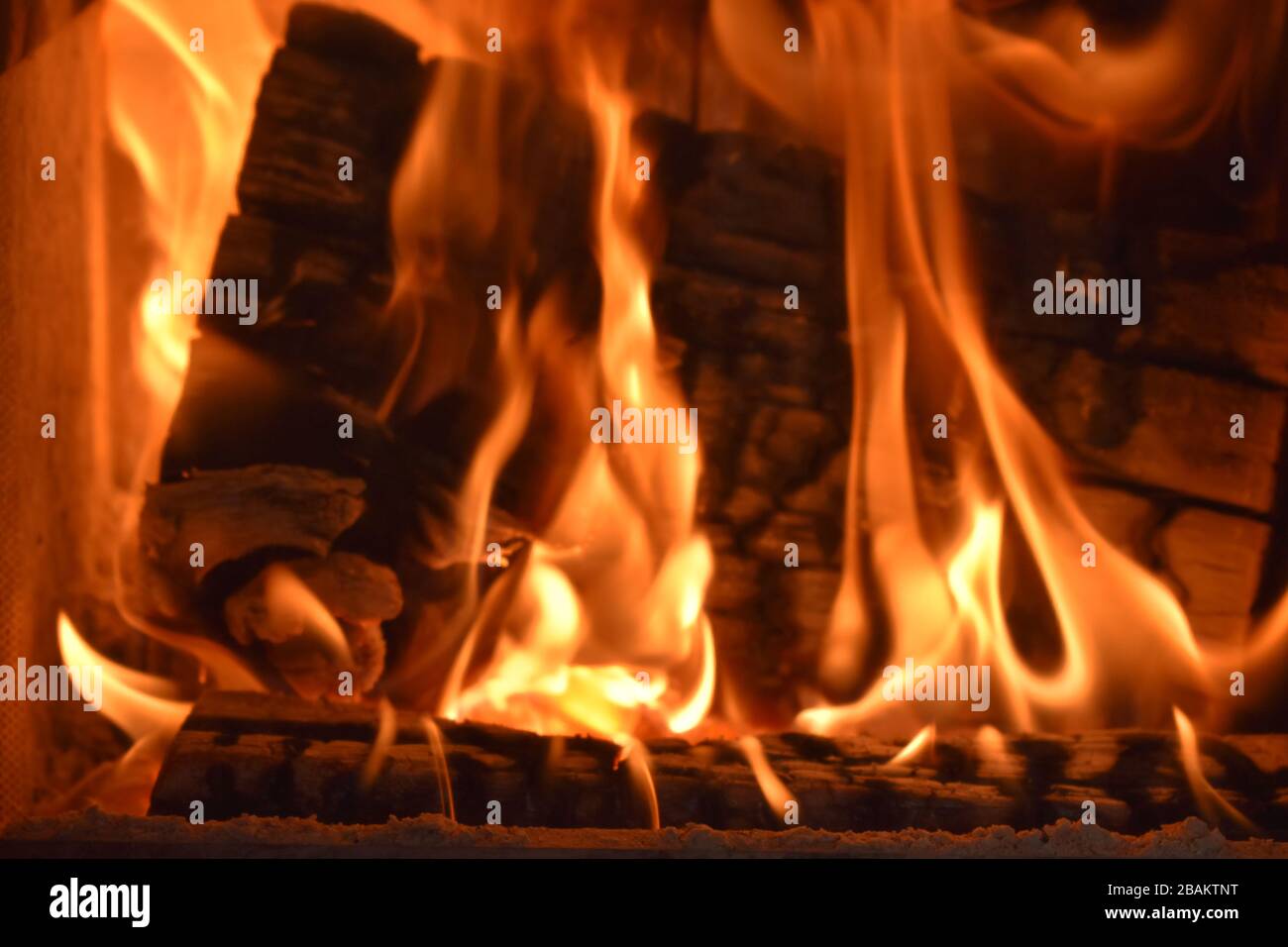 Wood Burning in Fire Place Stock Photo Alamy