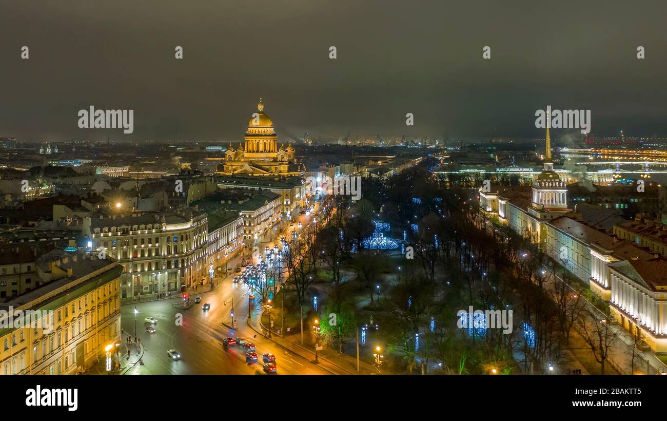 Aerial view to St Isaac's Cathedral, St Petersburg, Russia Stock Photo