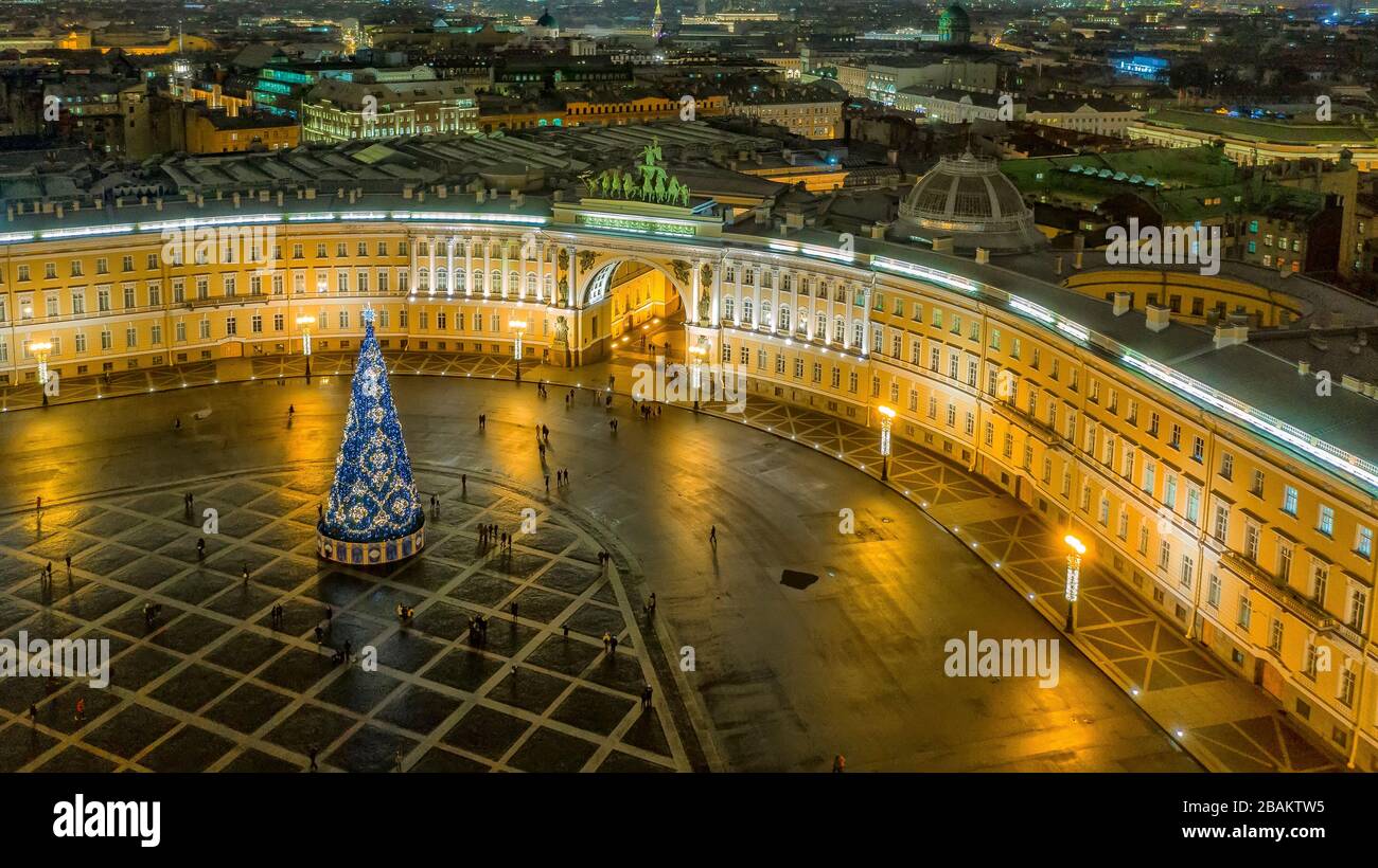 Aerial view to General Staff Building, St Petersburg, Russia Stock Photo